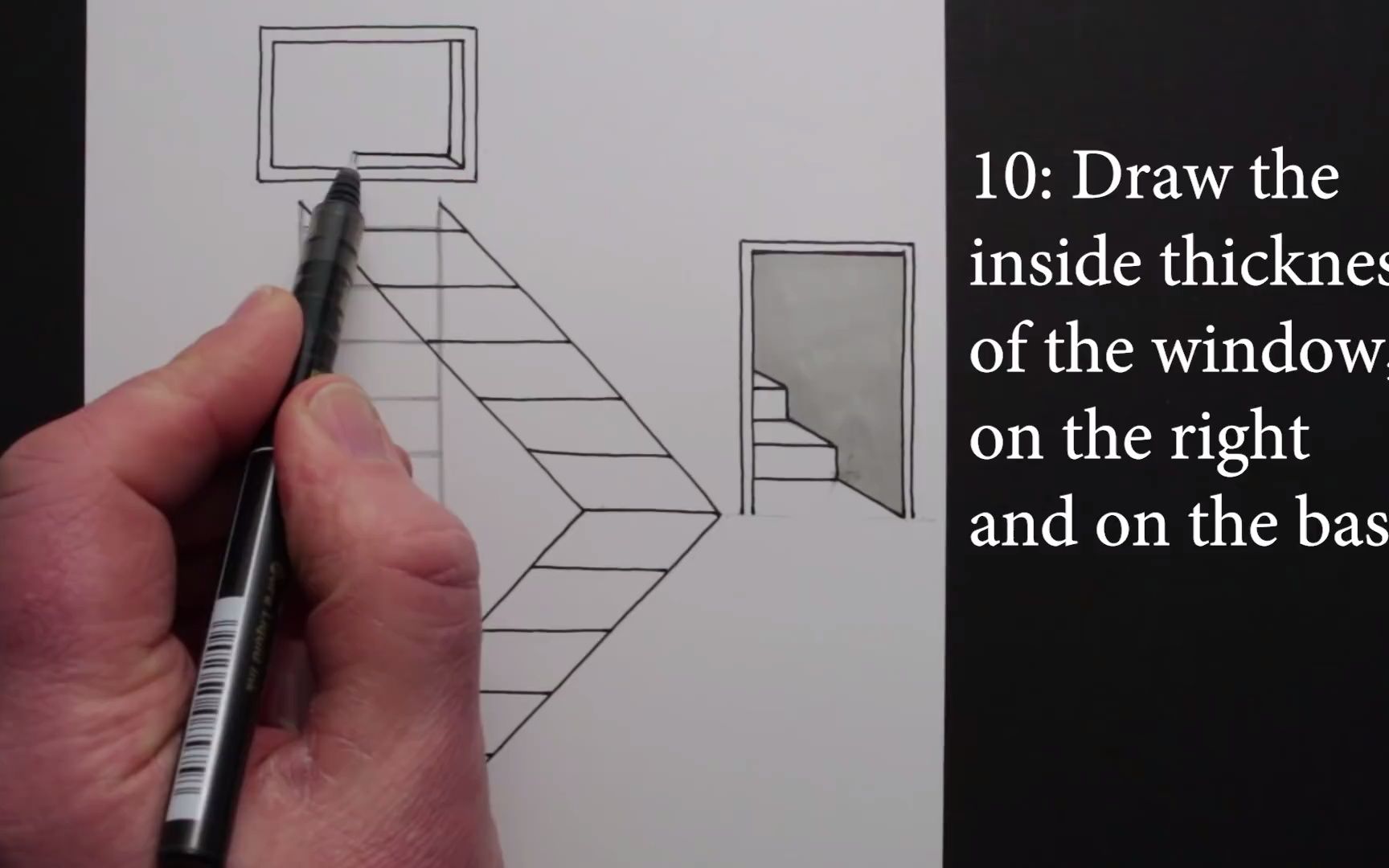 3D素描梯子的画法-3d素描画 立体画梯子
