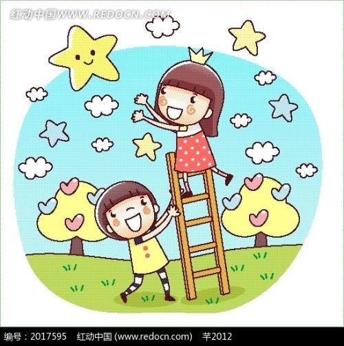 小朋友爬梯子简笔画图片-小朋友爬梯子简笔画图片背景