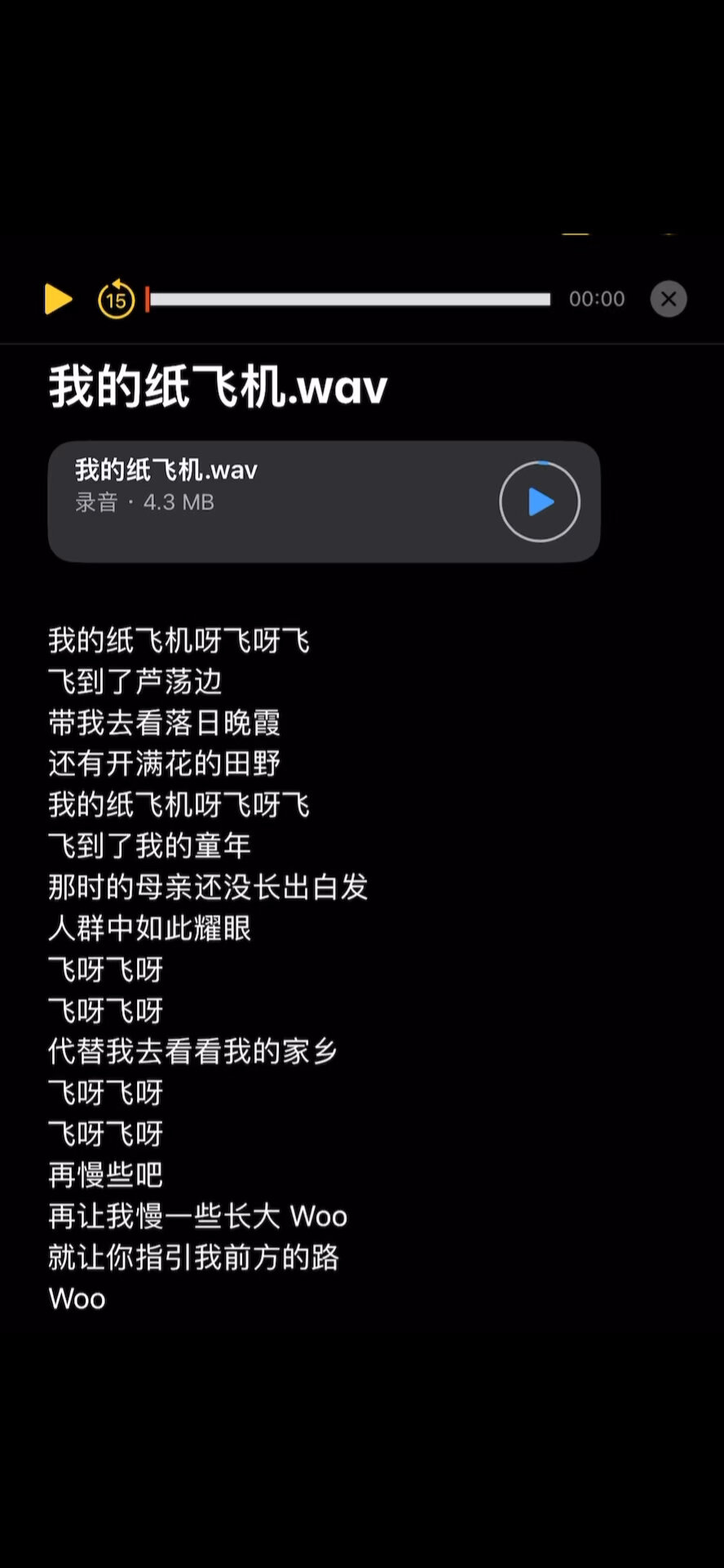 我的纸飞机飞飞飞到那芦荡边歌词的简单介绍